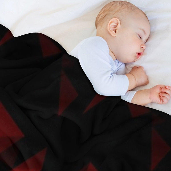 Abstract Polygonal Pattern .Red, Black Triangles. Throw Blanket