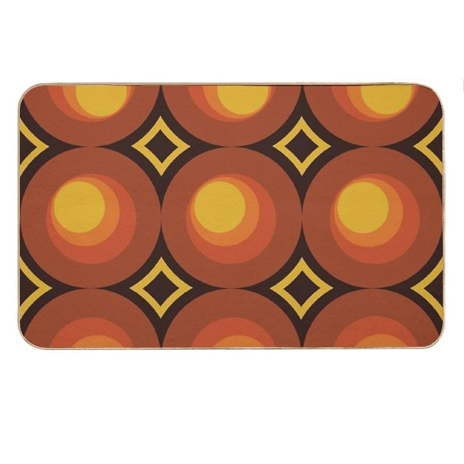 1970s Orange Mid-Century Modern Circle 2 Bath Mat