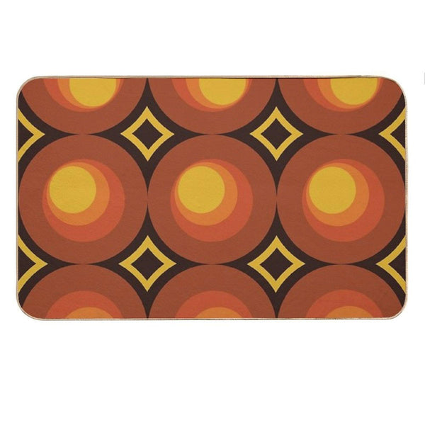 1970s Orange Mid-Century Modern Circle 2 Bath Mat