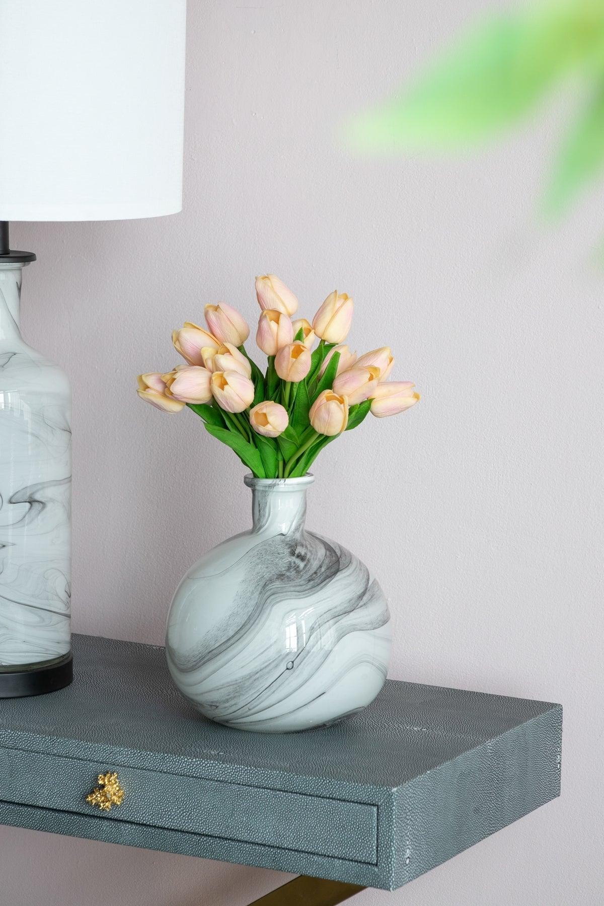 Modern Marble-Inspired Decorative Accent Vase