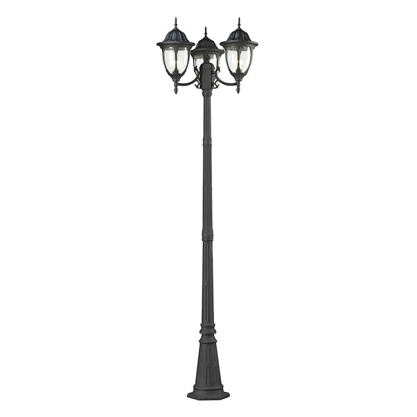 Central Square 3 Light 91 inch Textured Matte Black Outdoor Post Light