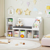 Kids Bookcase with Reading Nook 3-in-1 Standing Toy Organizer-White