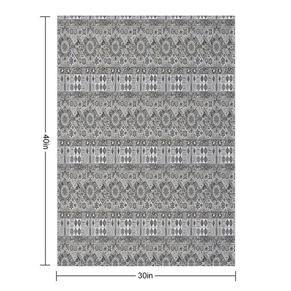 Geometric Tribal Pattern Detailed Monochromatic Art Throw Blanket