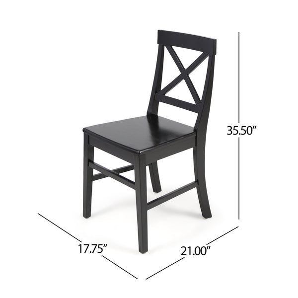 Roshan Farmhouse Acacia Wood Dining Chairs, Black (Set of 2)