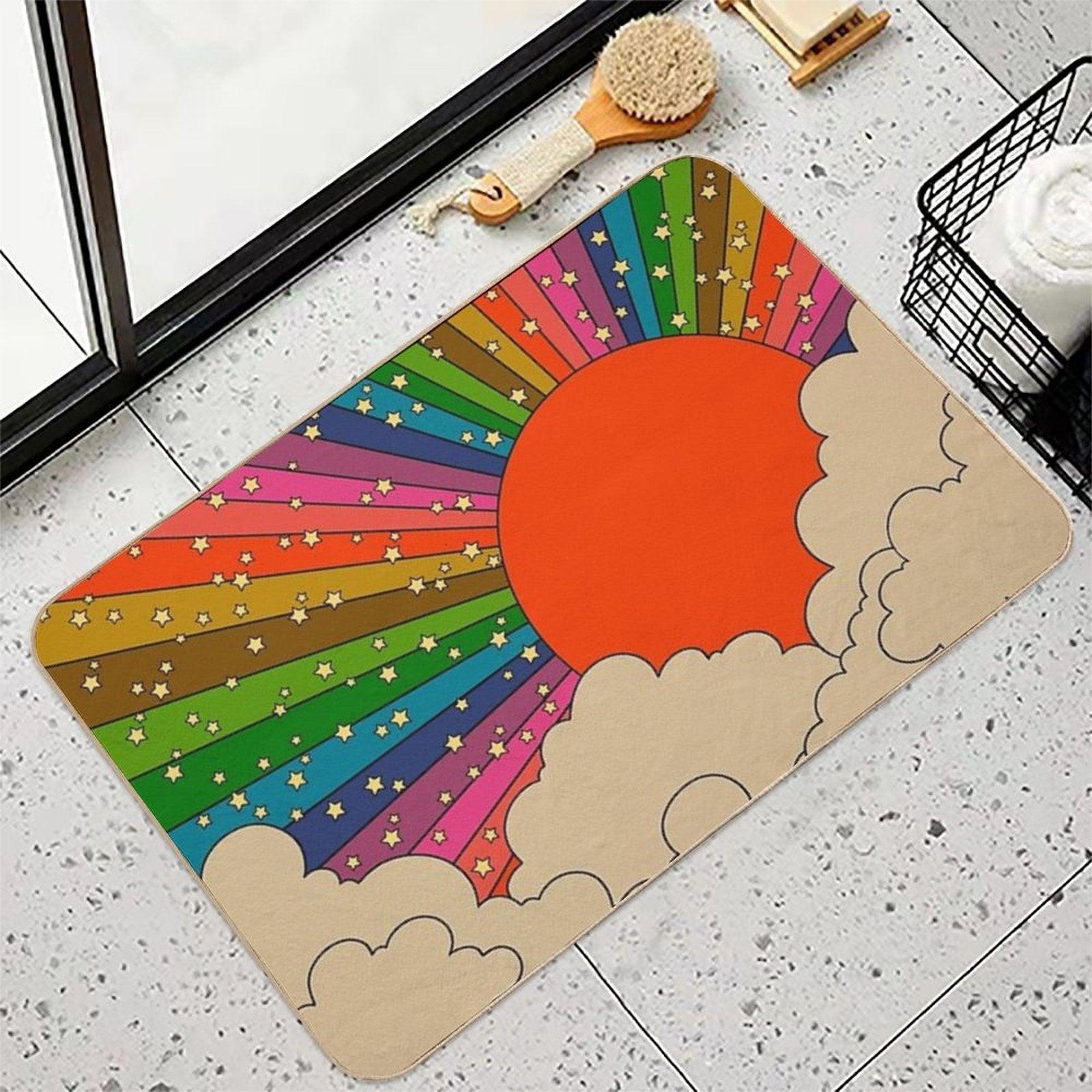 Rainbow 70s Sun  Toxin-Free Bath Mat