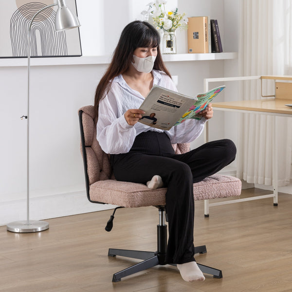 Armless Office Desk Chair No Wheels PINK