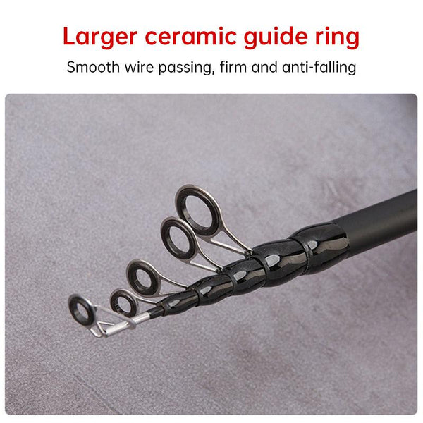 1.5 - 2.4M Telescopic Carbon Fishing Rod Rotary Baitcasting (8 - 25g) with Wooden Handle