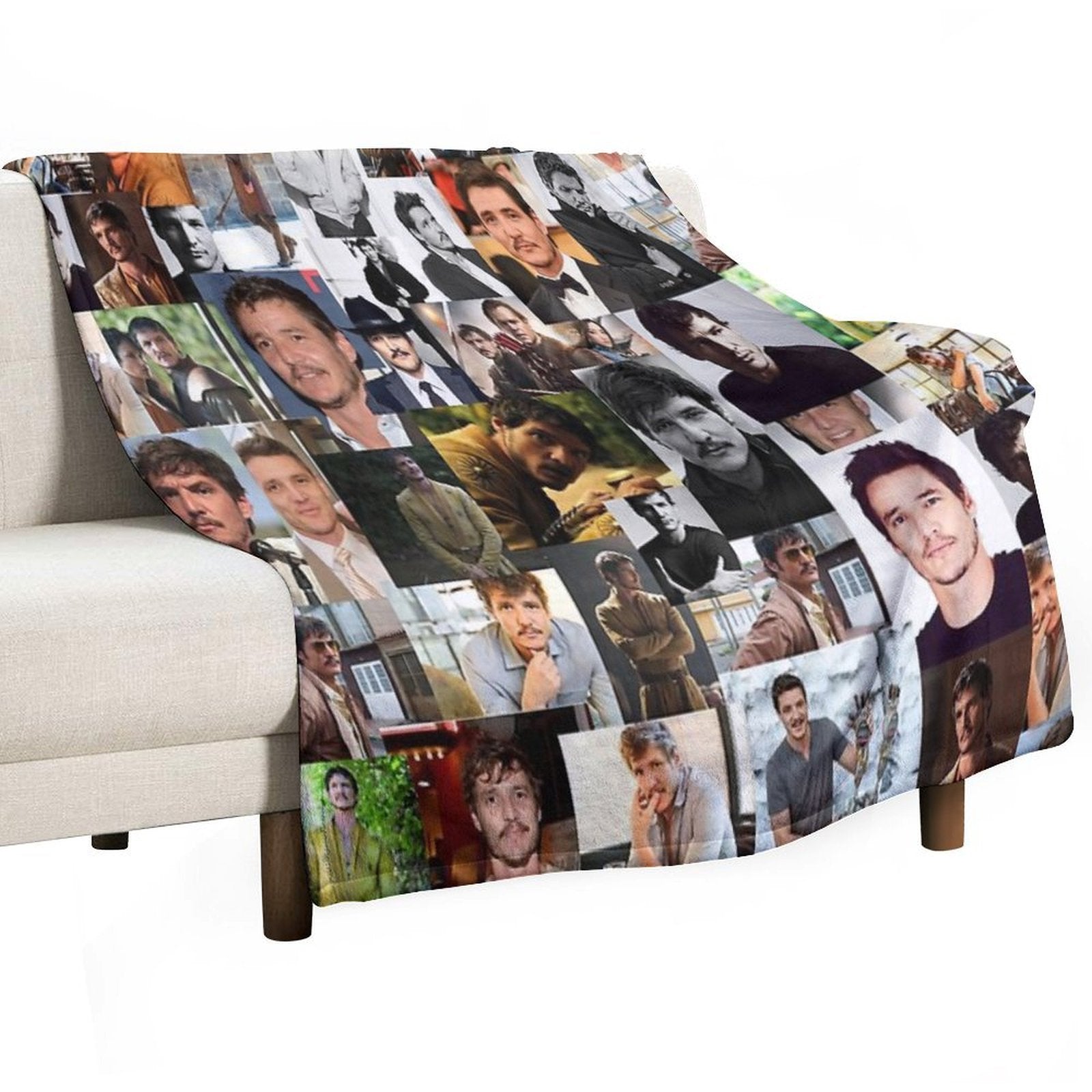 Pedro Pascal Abstract Seamless Collage Travel-friendly Throw Blanket
