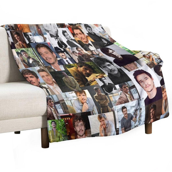 Pedro Pascal Abstract Seamless Collage Travel-friendly Throw Blanket