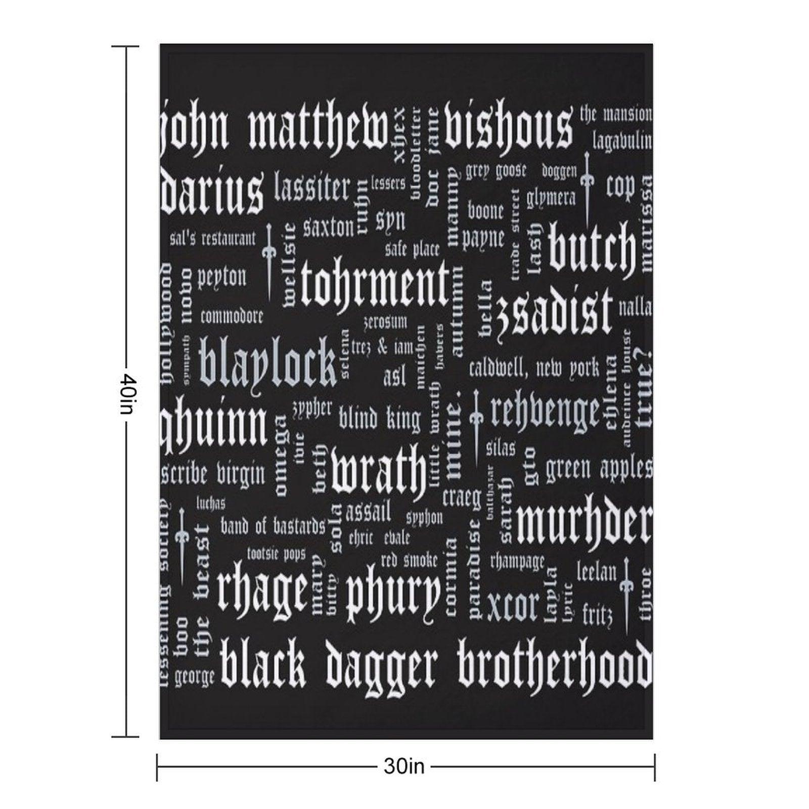 Black Dagger Brotherhood Word Cloud - Landscape Throw Blanket