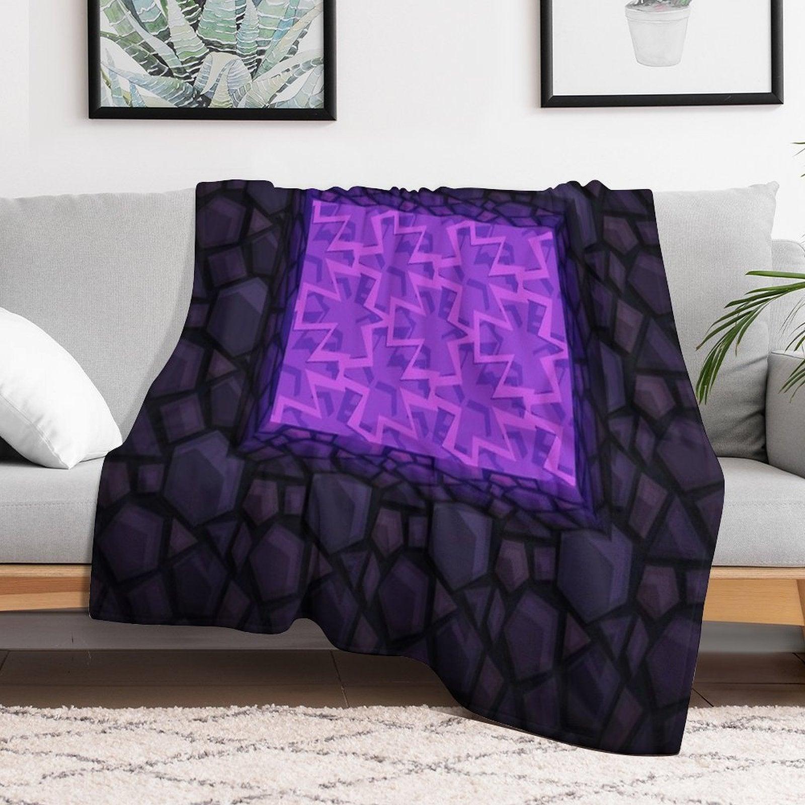 Obsidian Nether Portal - PureBDcraft Throw Blanket
