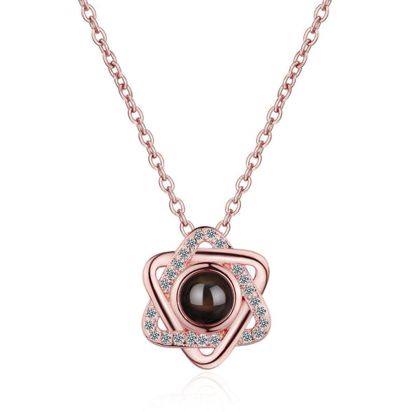 Necklace, female star pendant, 100 language projection, memories of love, short collarbone chain