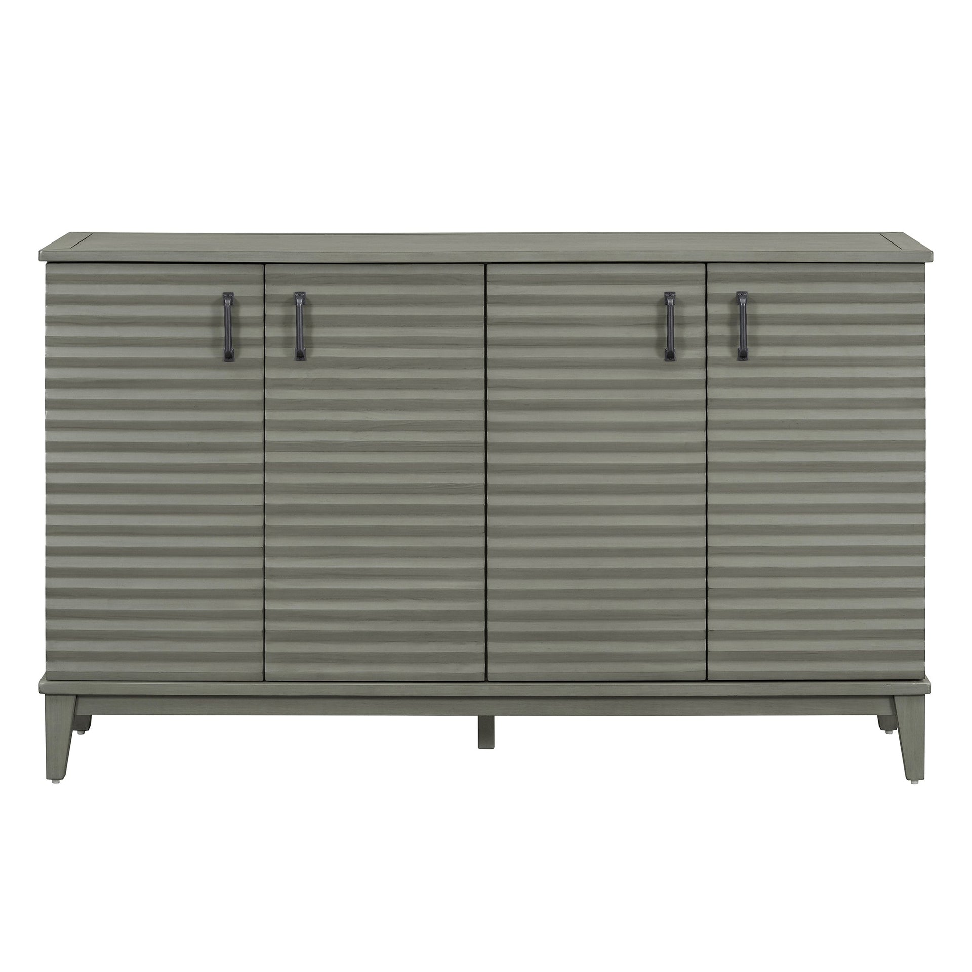 TREXM side panel with 4-door large storage buffet, adjustable shelves and metal handles (antique gray)