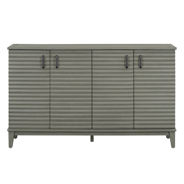 TREXM side panel with 4-door large storage buffet, adjustable shelves and metal handles (antique gray)