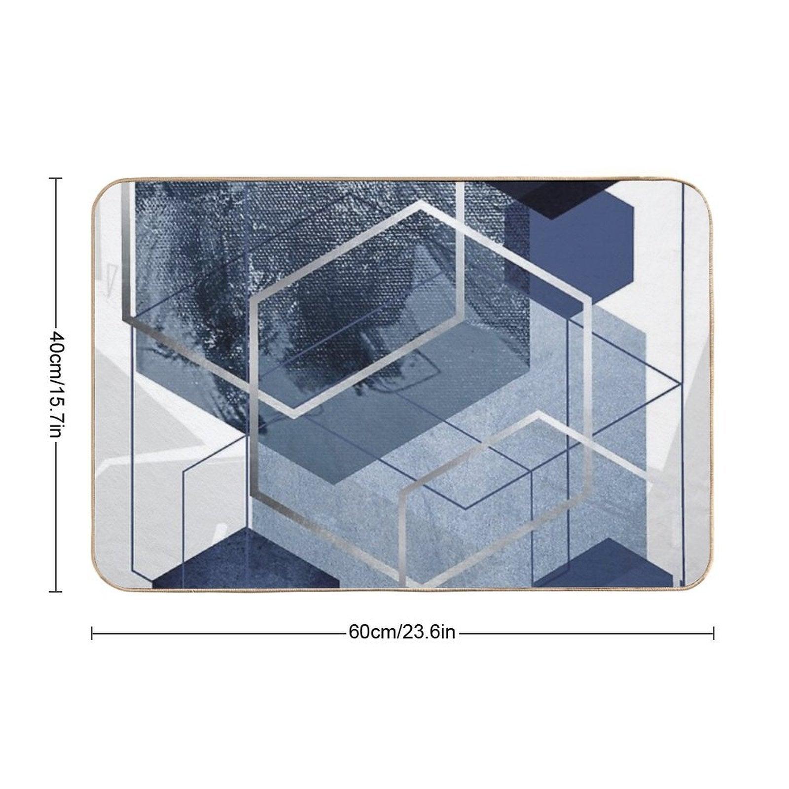 Blue And Grey Geo  Multi-Purpose Bath Mat