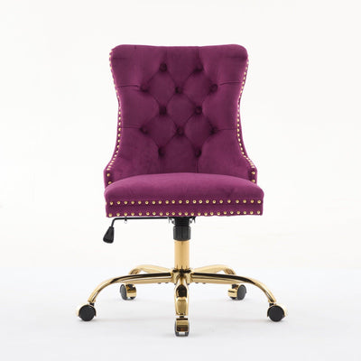 A&A Furniture Modern Velvet Upholstered Office Chair - Purple