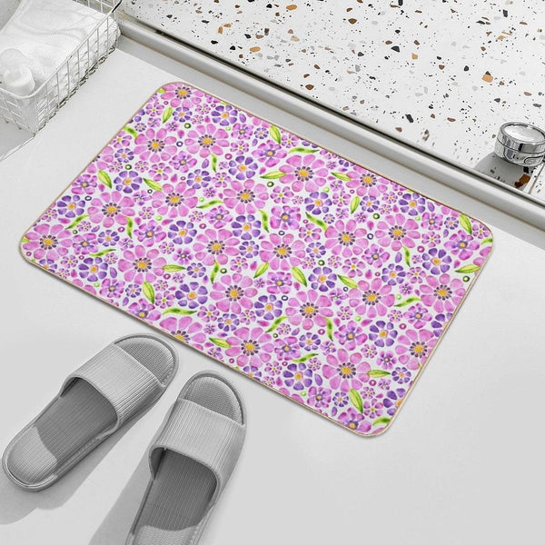 Gerbera Daisy Watercolor- Pink Purple  Dirt-Trapping Bath Mat