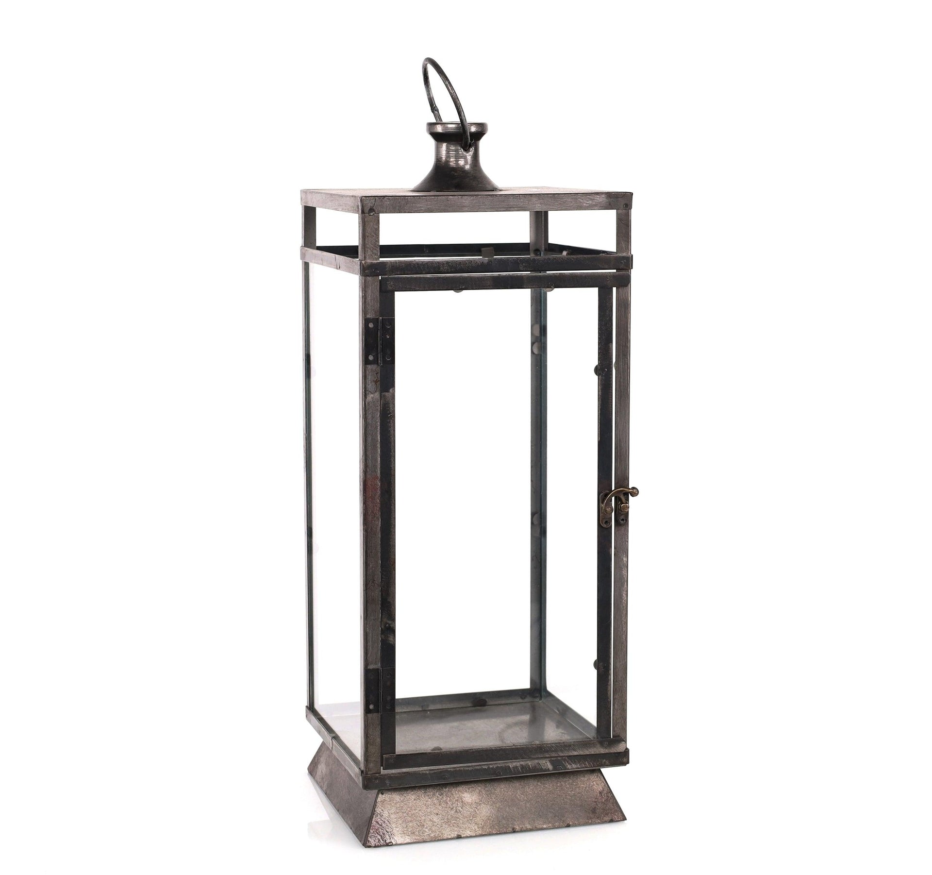 Traditional Farmhouse Black Metal Lantern, 20.5
