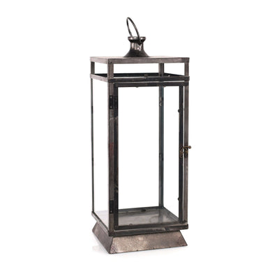 Traditional Farmhouse Black Metal Lantern, 20.5