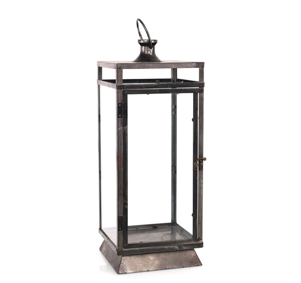 Traditional Farmhouse Black Metal Lantern, 20.5
