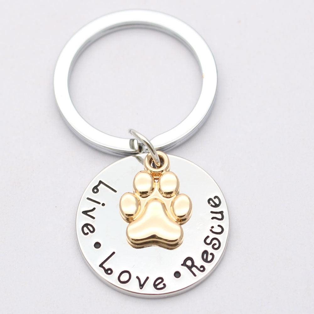 Pet Lover Dog Paw Necklace or Keychain 
