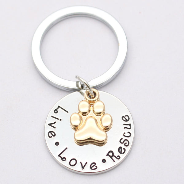 Pet Lover Dog Paw Necklace or Keychain 