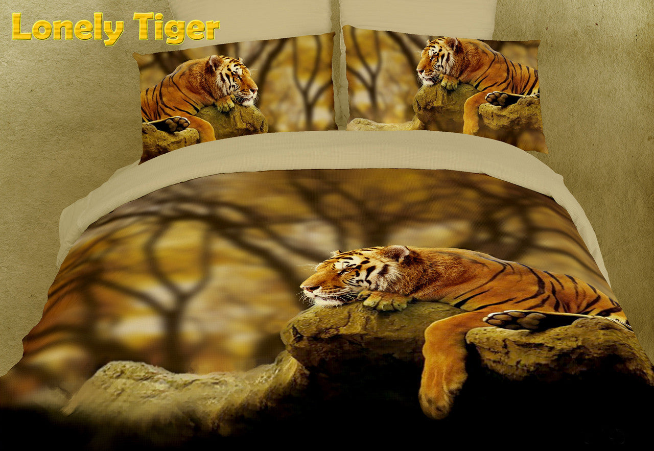 Dolce Mela - Lonely Tiger, King Size 6 Piece Duvet Cover Set - Gifts for You 'n Me