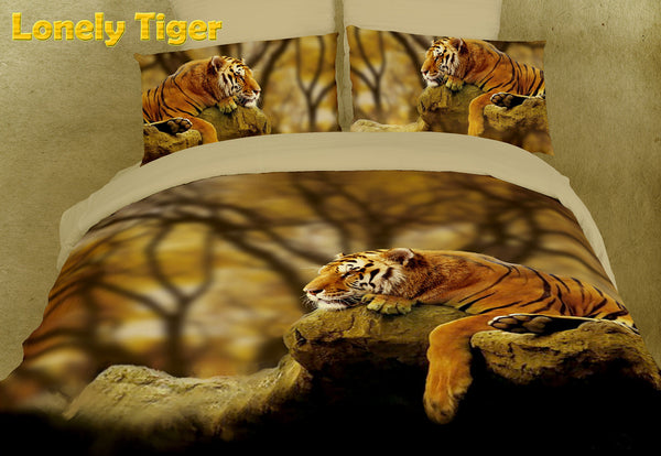Dolce Mela - Lonely Tiger, King Size 6 Piece Duvet Cover Set - Gifts for You 'n Me