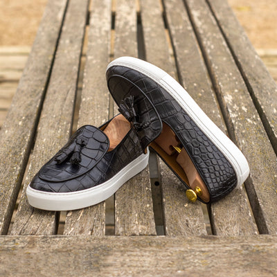 Mauri - Crocodile embossed leather Belgian Loafer Sneakers
