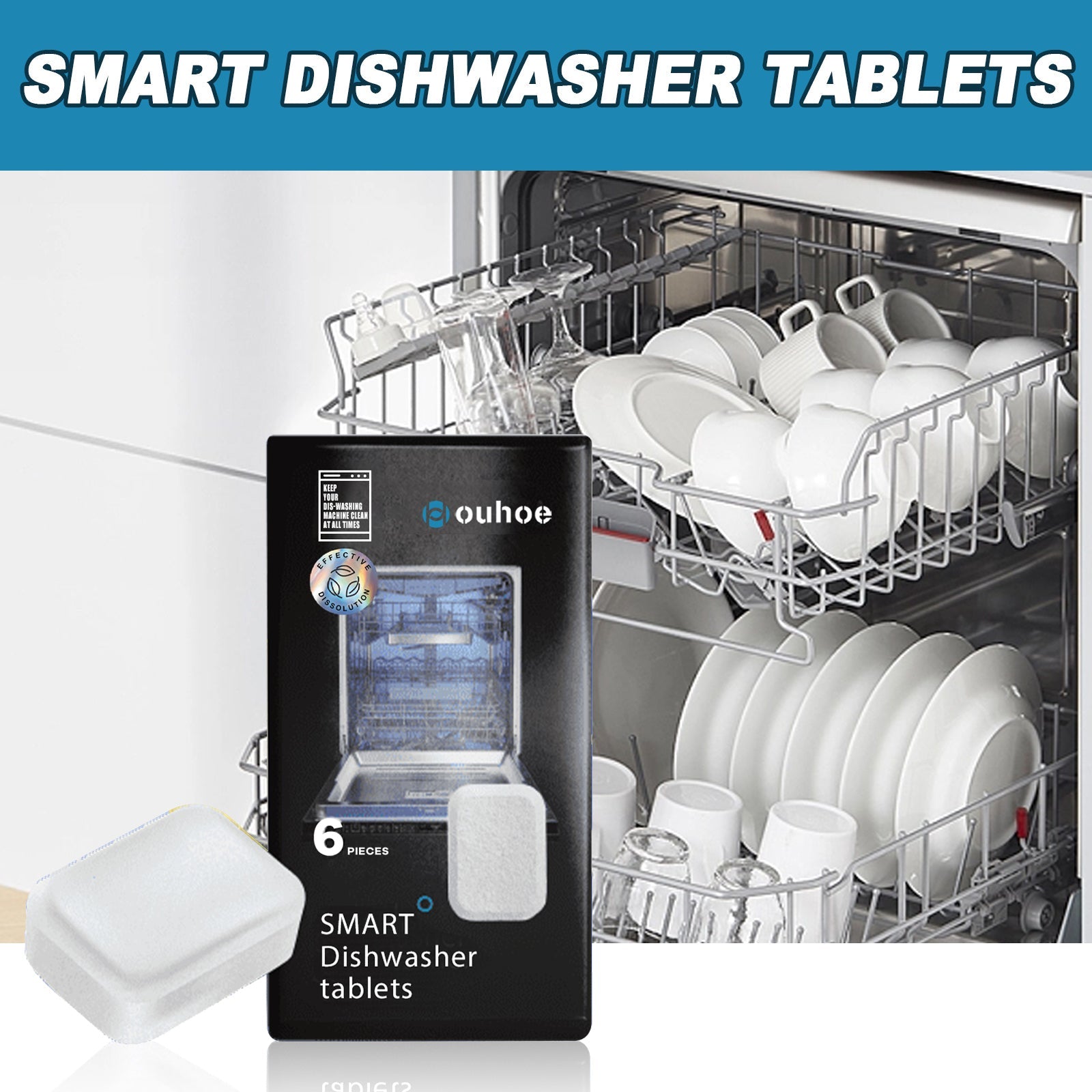 Dishwasher Dirt Remover Sheet, Clean Heavy Oil And Water Stains Odor Kitchen And Bath Home Dishwasher Cleaning Sheet