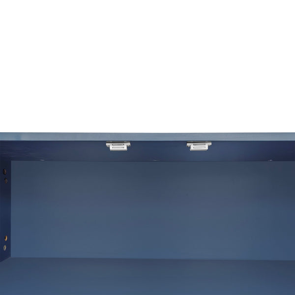 Modern Shoe Storage Bench with Hidden Storage and Upholstered Cushions for Bedside, Living Room and Entryway (Navy)