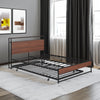 Queen Size Metal Platform Bed Frame with Trundle, USB Ports and Slat Support ,No Box Spring Needed Black