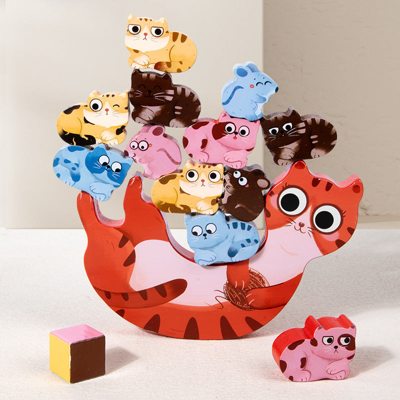 Children's Animal Music Desktop Interactive Game Building Blocks Stacking Balance Boat Early Education Puzzle Wooden Toy