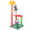 45 Inch Multi-Level Cat Tree with Plush Padded Top Perch and Fruit-Shaped Platforms - Multicolor