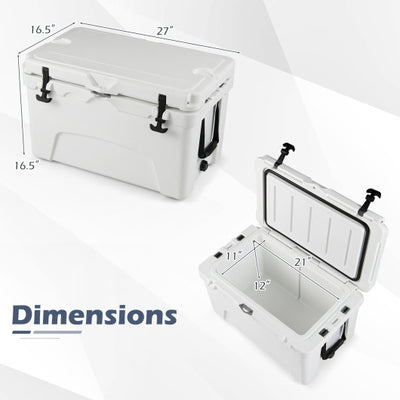 45 Quart Portable Hard Cooler Insulated Ice Chest Keeps Cool for up to 6 Days-White