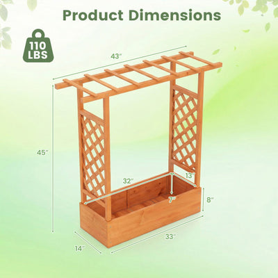 45 inch Tall Wooden Raised Garden Bed with Side Trellis and Hanging Roof-Orange