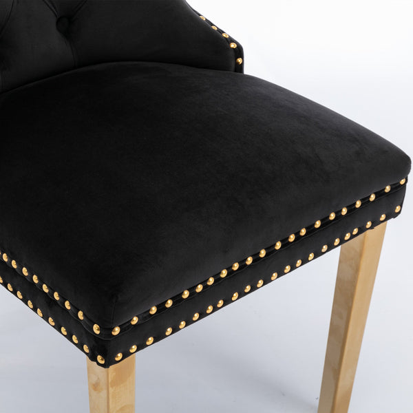 Nikki Collection Modern Tufted Solid Wood Velvet Upholstered Dining Chair with Gold Legs