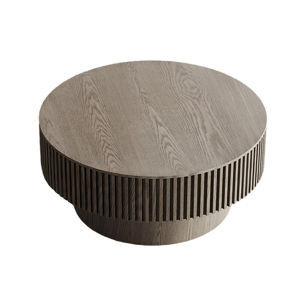 Modern Gray Round Mushroom Coffee Table with Hidden Storage
