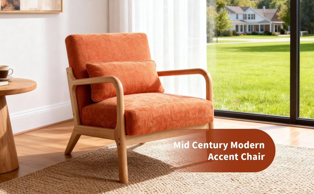 Antique Orange Cotton‑Linen Chair