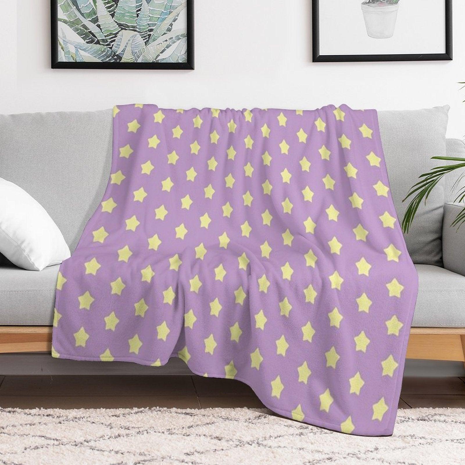 Yellow Stars on Purple Pop Throw Blanket