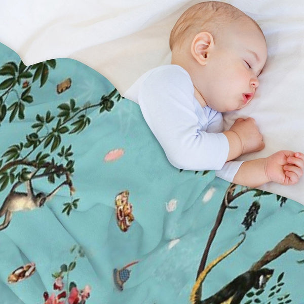 Monkey World Aqua Compact Throw Blanket