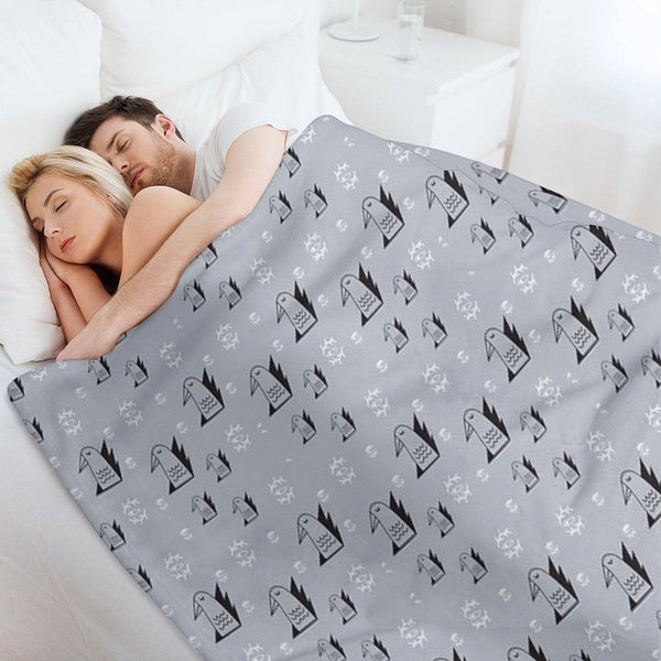 Birds And Eyes Steel Blue Throw Blanket