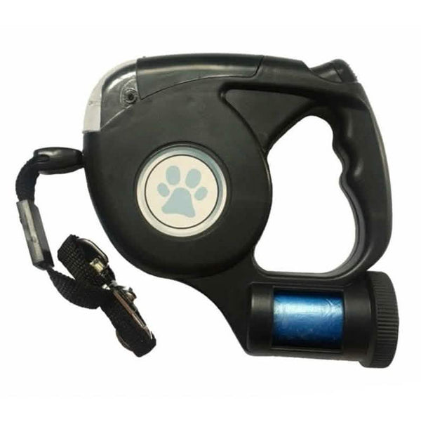 4.5M LED Flashlight Extendable Retractable Pet Dog Leash Lead with Garbage Bag