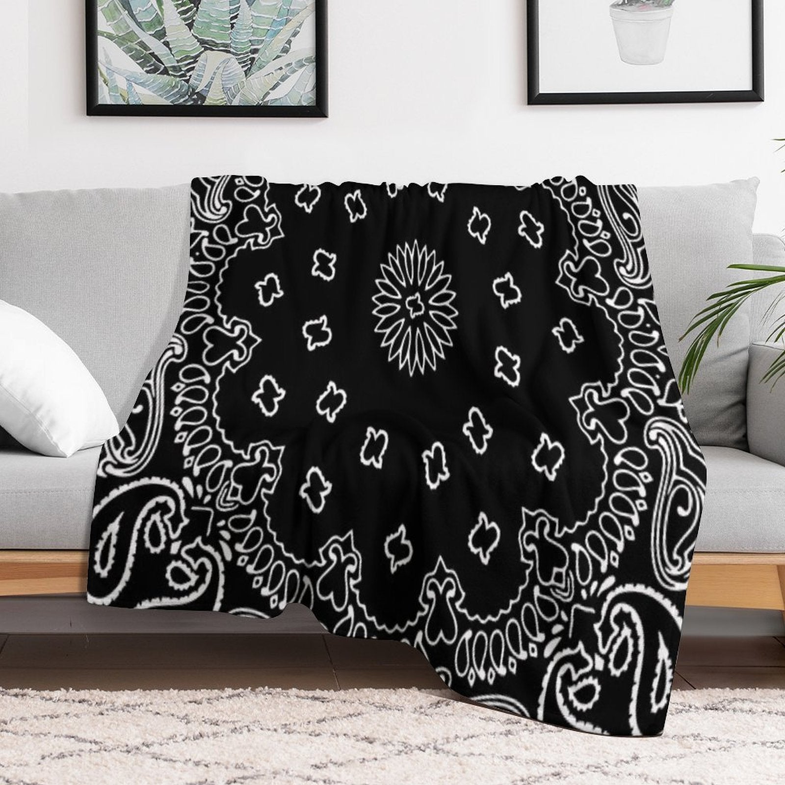 Black Bandana Lightweight Throw Blanket