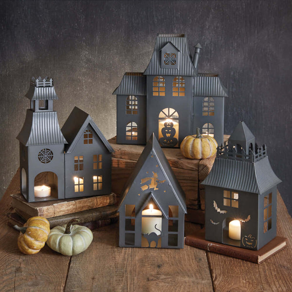 Haunted House Halloween Metal Tealight Luminary