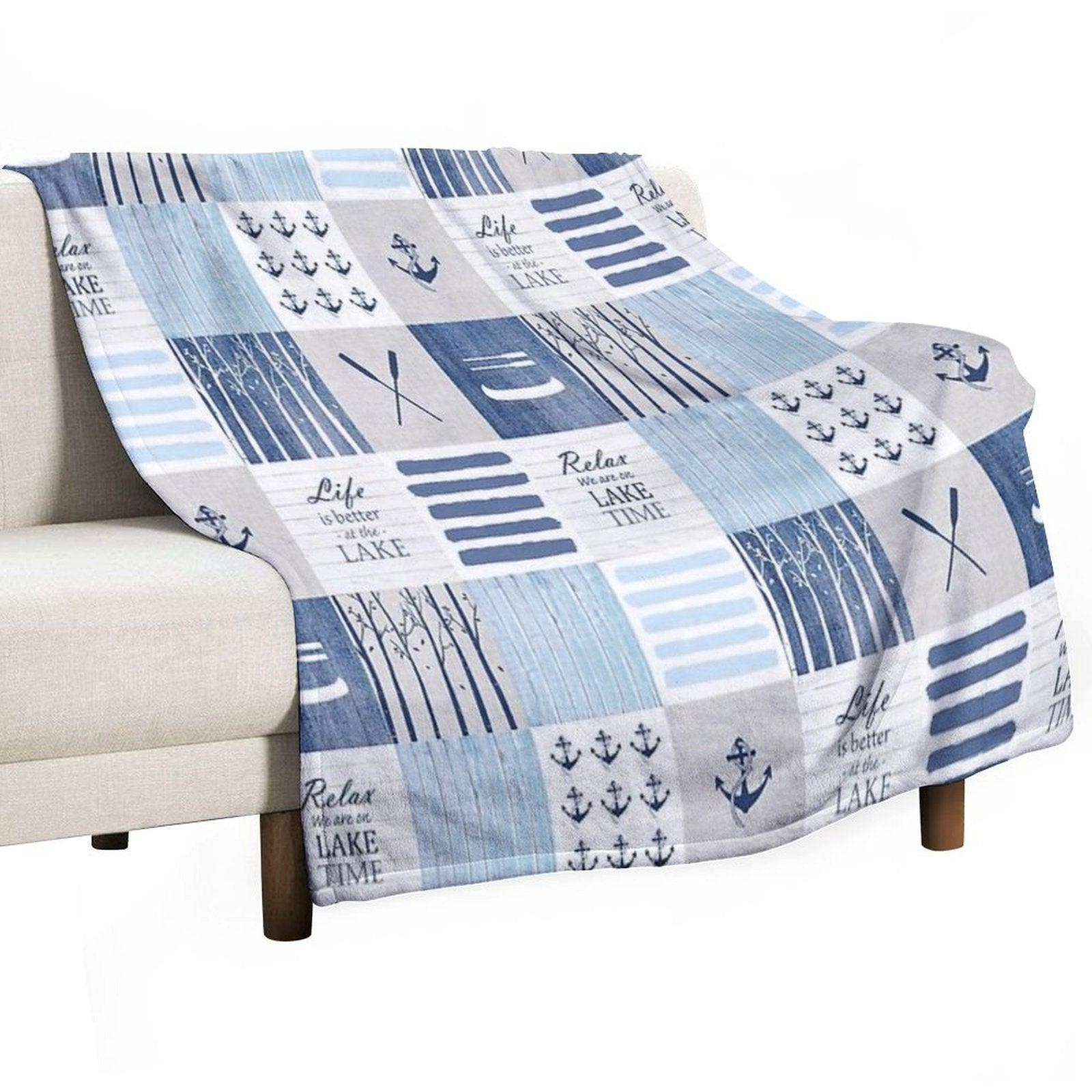 Life Is Better at The Lake Patchwork Throw Blanket