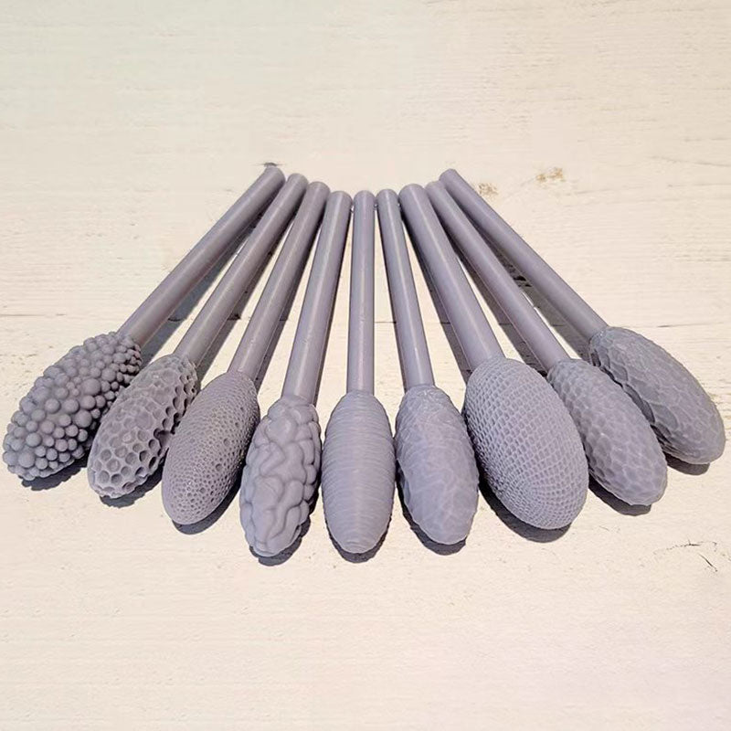 9 - piece Clay Art Texture Tool Sets. Includes Pattern Rollers for Modeling, Embossing Plaids with Hand - held Rollers