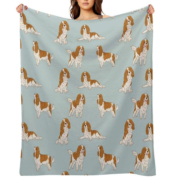 Blenheim Cavalier King Charles Spaniel Dog Throw Blanket