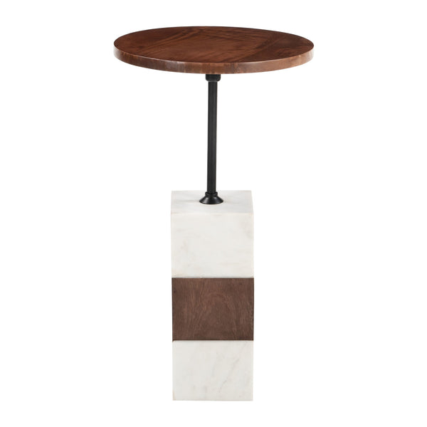 Stuk Side Table Brown & White