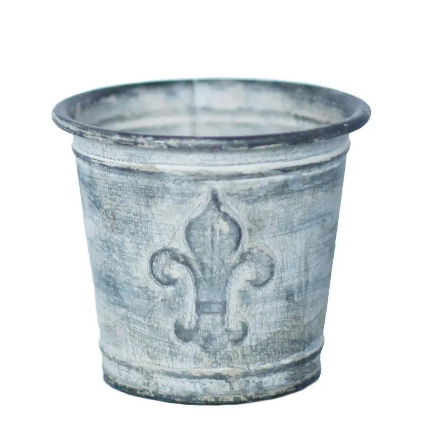 Zinc Finish Fleur de Lis Flower Pot